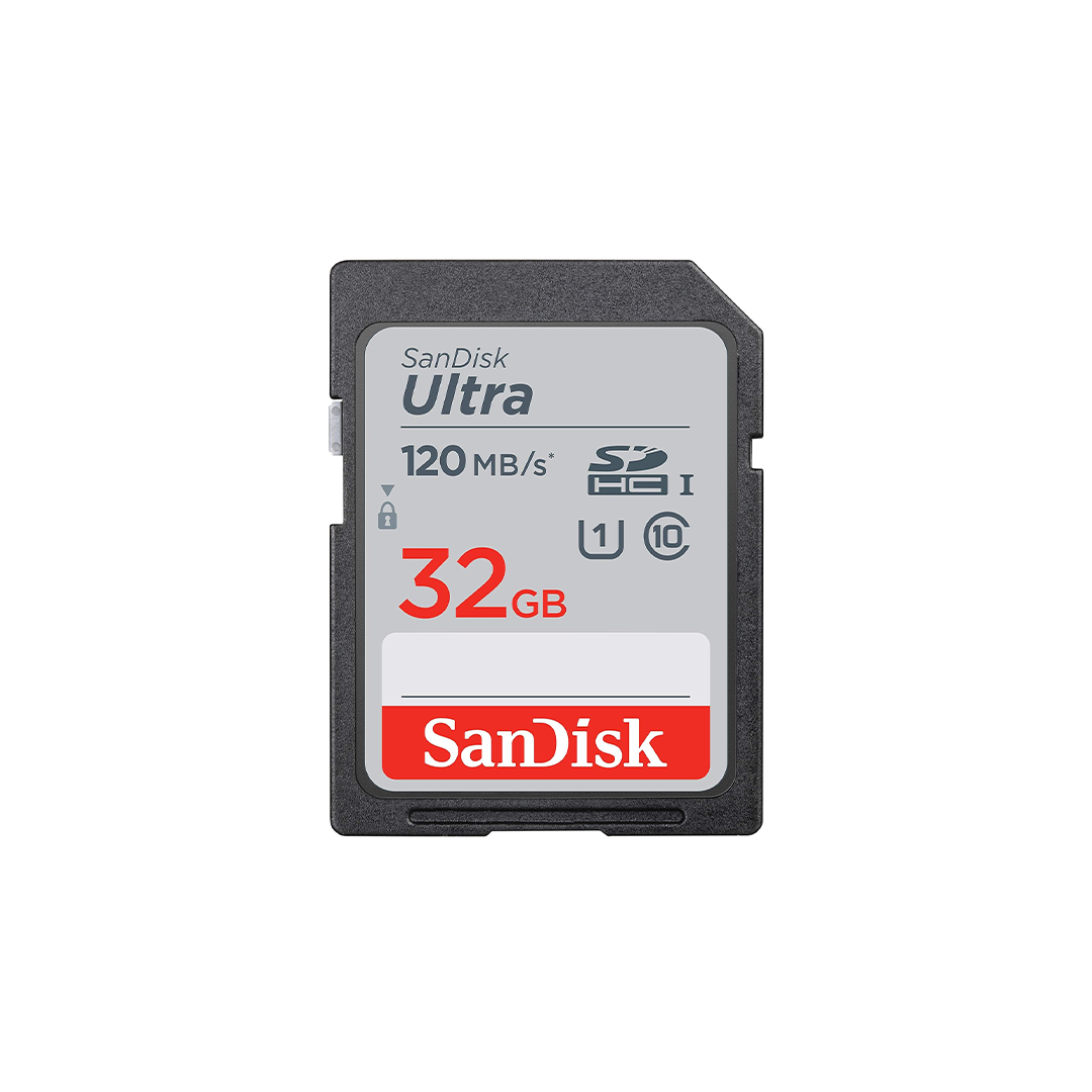 بطاقة SanDisk Ultra SDHC UHS-I سعة 32 جيجابايت وسرعة 120 ميجابايت/ثانية R لكاميرات DSLR، للتسجيل عالي الدقة بالكامل بطاقة SanDisk Ultra SDHC UHS-I سعة 32 جيجابايت وسرعة 120 ميجابايت/ثانية R لكاميرات DSLR، للتسجيل عالي الدقة بالكامل
